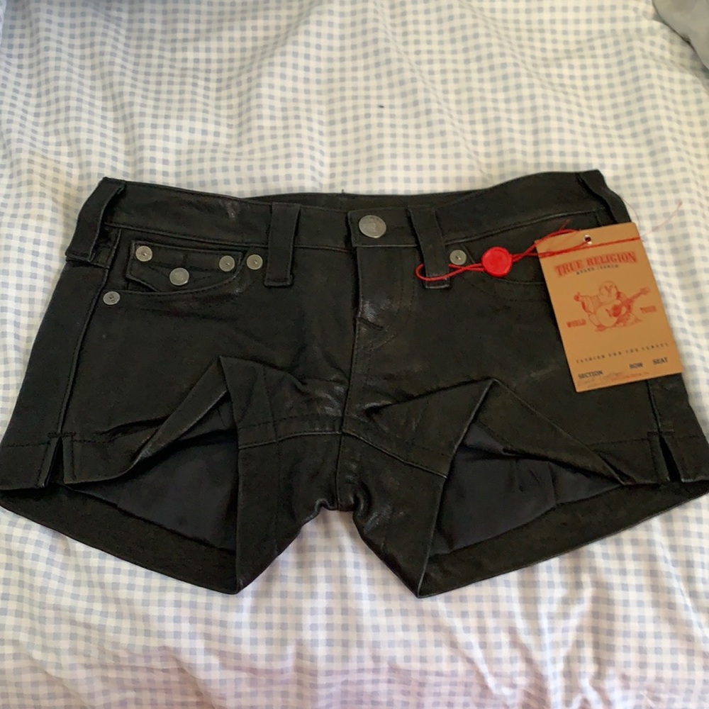 True Religion Hailey Leather Shorts
